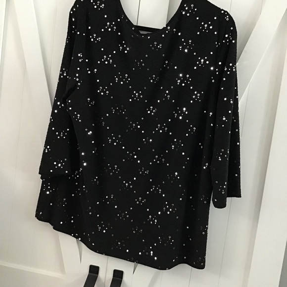 JM Collection women’s. Size 1X, Black, sequined blouse - Picture 4 of 7
